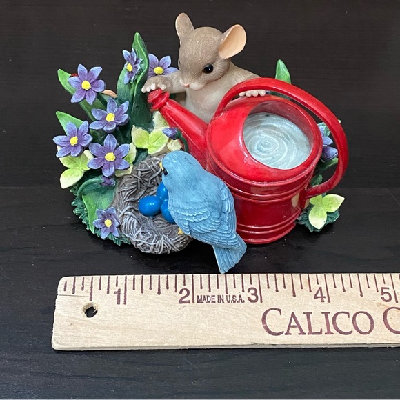 Charming Tails Fitz and Floyd Expecting A Miracle Mouse Bird Flowers Figurine - Picture 9 of 16